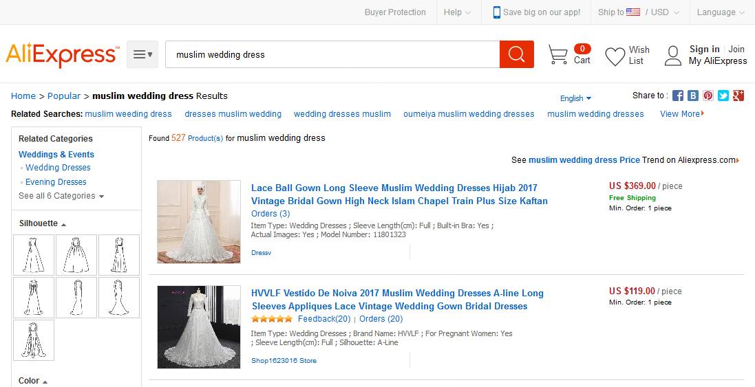 Abiti da sposa musulmani su AliExpress